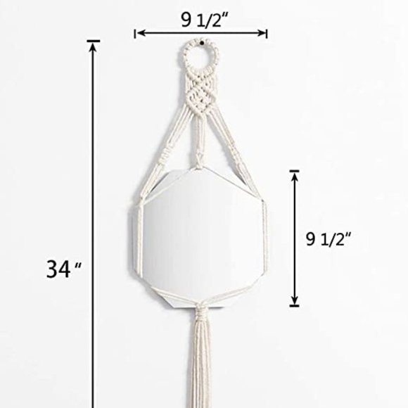 Boho Macrame Wall Hanging Mirror Geometric NWT - Picture 5 of 6